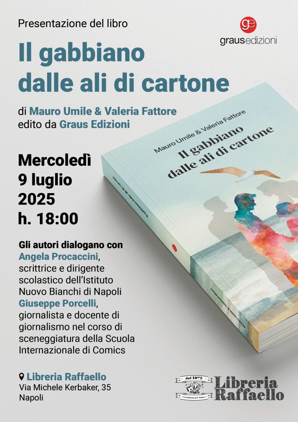 Libreria Raffaello, il 9 luglio presentazione de 'Il gabbiano dalle ali di cartone'